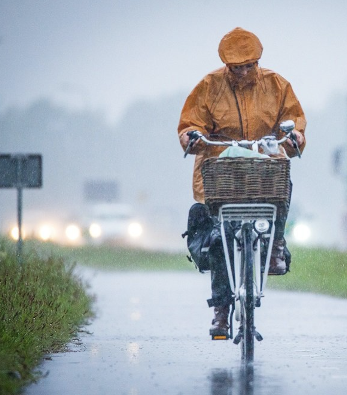 cyclist in the rain